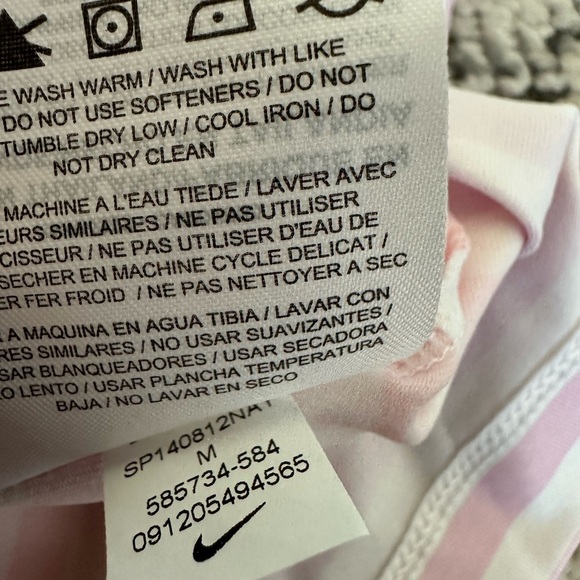 Y2K Nike Golf Ladies Polo Dri Slim Fit Sz Med Stripes Pink Orange Short Sleeve - Picture 16 of 16